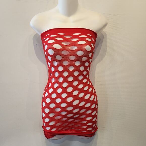 New Red Lingerie Dress Beach Cover Up Sexy Bandeau Style Clubcore Dress XS- XL - Picture 2 of 5